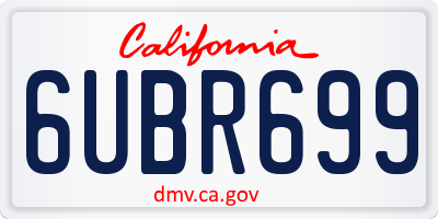 CA license plate 6UBR699
