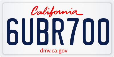 CA license plate 6UBR700