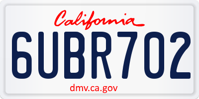 CA license plate 6UBR702