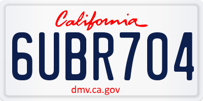 CA license plate 6UBR704
