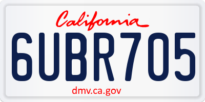 CA license plate 6UBR705