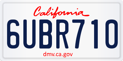 CA license plate 6UBR710