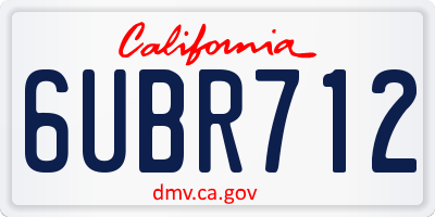 CA license plate 6UBR712