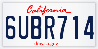 CA license plate 6UBR714