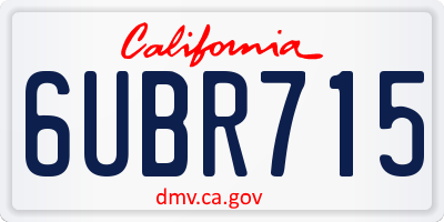 CA license plate 6UBR715