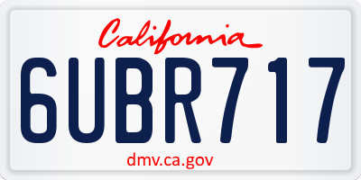 CA license plate 6UBR717