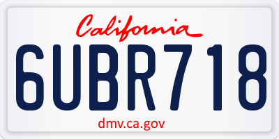 CA license plate 6UBR718