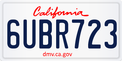 CA license plate 6UBR723