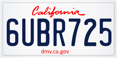 CA license plate 6UBR725