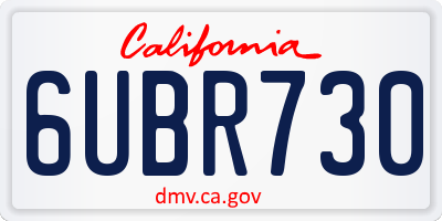 CA license plate 6UBR730