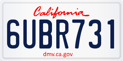 CA license plate 6UBR731