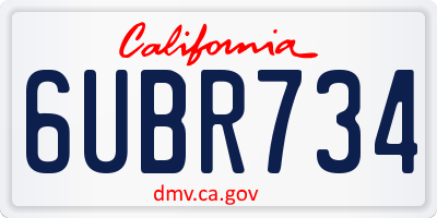 CA license plate 6UBR734