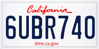 CA license plate 6UBR740