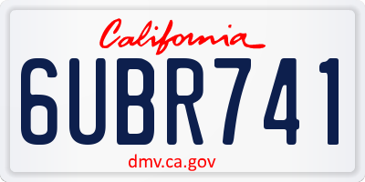 CA license plate 6UBR741