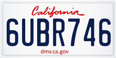 CA license plate 6UBR746