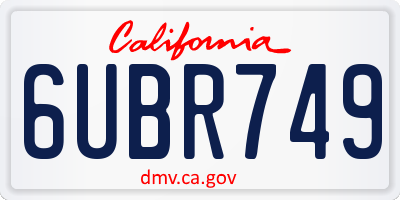 CA license plate 6UBR749