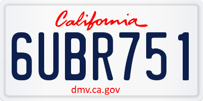 CA license plate 6UBR751