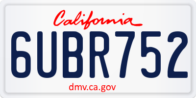 CA license plate 6UBR752