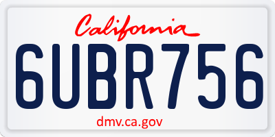 CA license plate 6UBR756