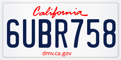 CA license plate 6UBR758