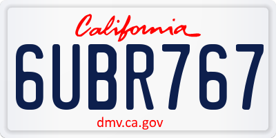 CA license plate 6UBR767