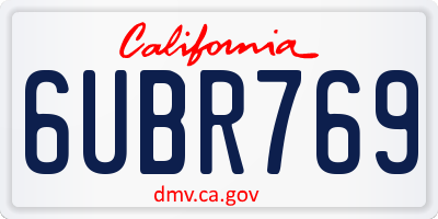 CA license plate 6UBR769