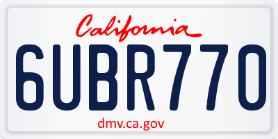 CA license plate 6UBR770
