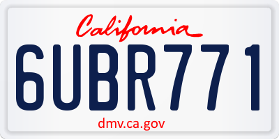 CA license plate 6UBR771