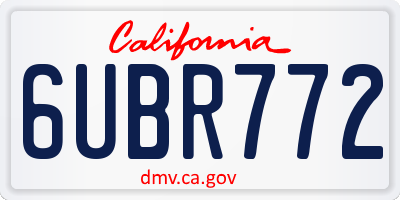 CA license plate 6UBR772