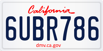 CA license plate 6UBR786