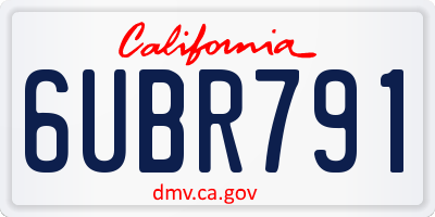 CA license plate 6UBR791