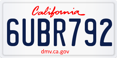 CA license plate 6UBR792