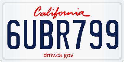 CA license plate 6UBR799