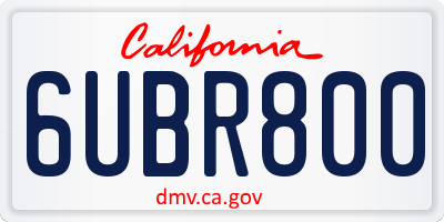CA license plate 6UBR800