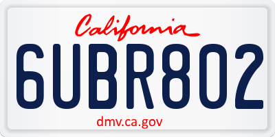 CA license plate 6UBR802