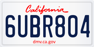 CA license plate 6UBR804