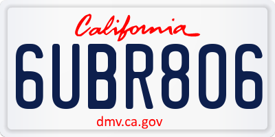 CA license plate 6UBR806