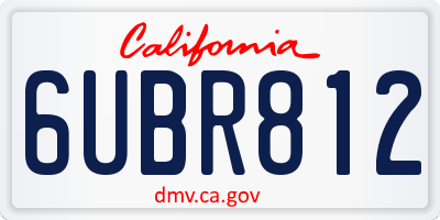 CA license plate 6UBR812
