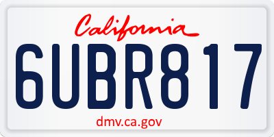 CA license plate 6UBR817