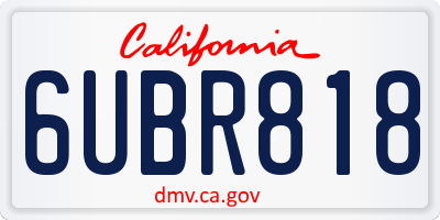 CA license plate 6UBR818
