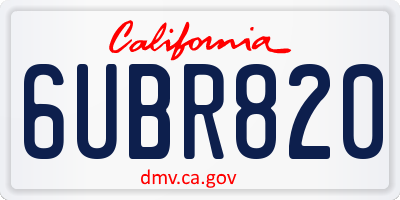 CA license plate 6UBR820