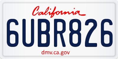 CA license plate 6UBR826