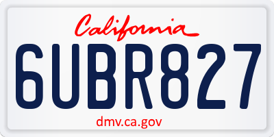CA license plate 6UBR827