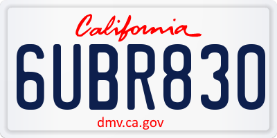 CA license plate 6UBR830