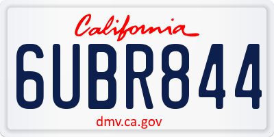 CA license plate 6UBR844