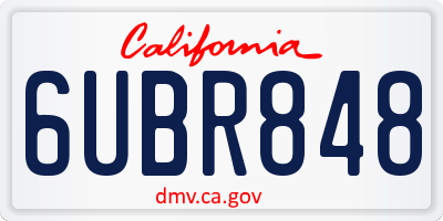 CA license plate 6UBR848
