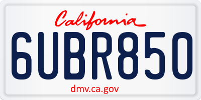 CA license plate 6UBR850