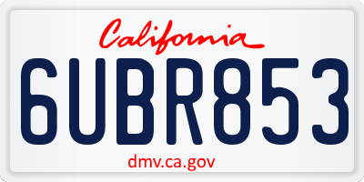 CA license plate 6UBR853