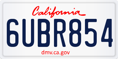 CA license plate 6UBR854