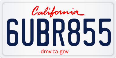 CA license plate 6UBR855